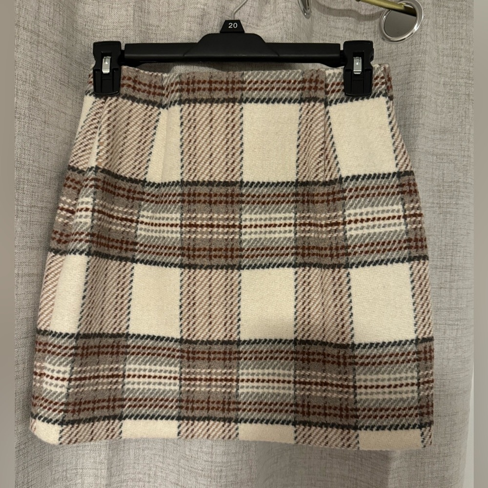 H&M Plaid Mini Skirt - Brown and Cream